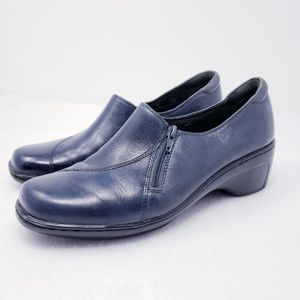 Clarks Zipper Navy Blue COmfort Slip On Clogs***